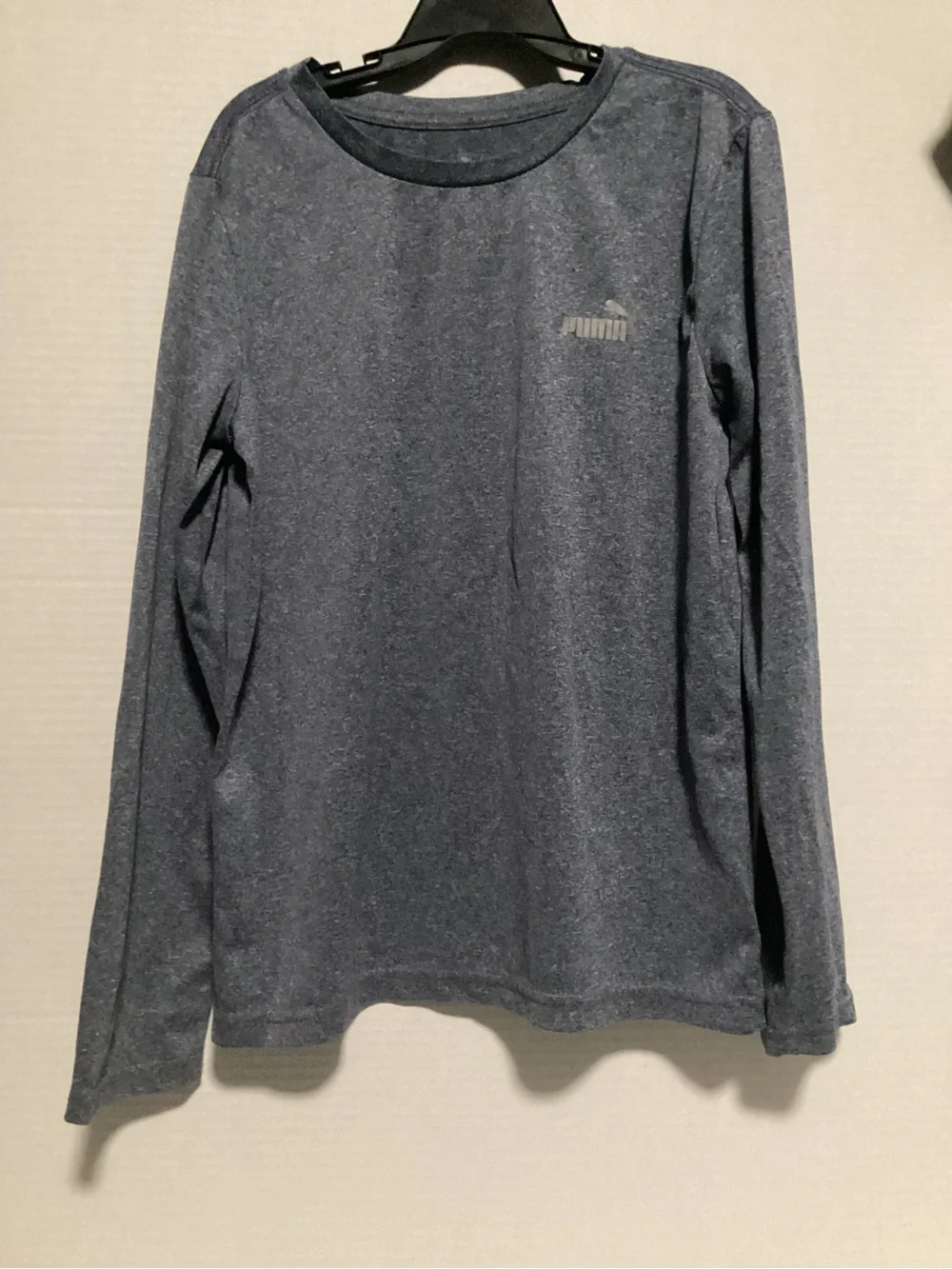 Puma Long Sleeve Crew Tee - Heather Dark Blue size kids 8